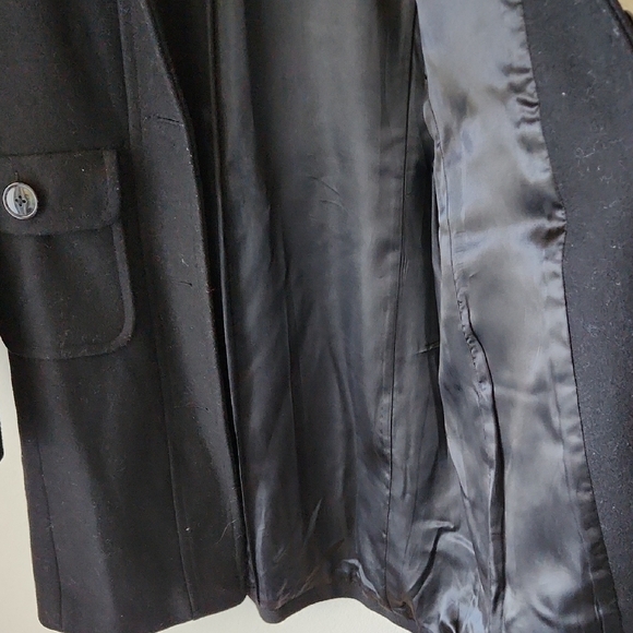 GAP Classic Black Wool Blend Trench Coat Lined Sz XS Minimalist Preppy Normcore - Picture 9 of 16